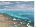 Secuencia de imágenes que muestran cómo dibujar agua, desde un boceto inicial hasta olas detalladas rompiendo en la playa.